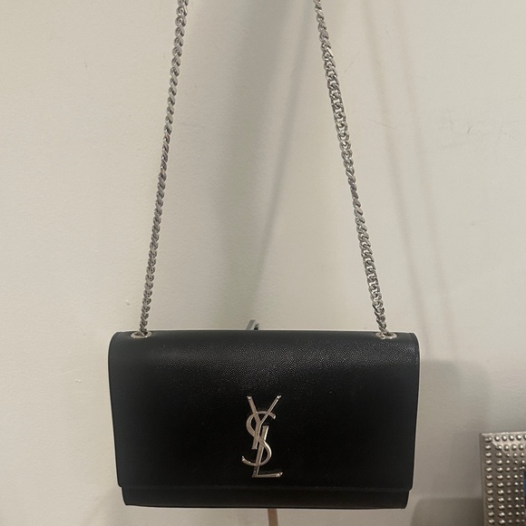 Yves Saint Laurent Handbags - Yves Saint Laurent Black Crossbody Bag with Silver Chain
